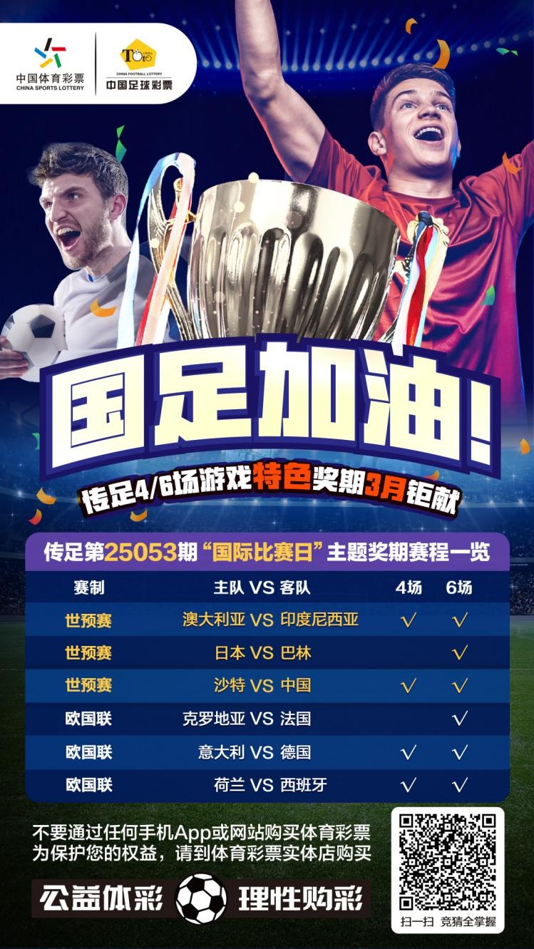  國(guó)足加油！傳足特色獎(jiǎng)期第25053期聚焦國(guó)際比賽日
